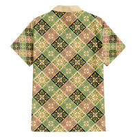 Seamless Pattern Puakenikeni and Kalo Family Matching Short Sleeve Bodycon Dress and Hawaiian Shirt - Polynesian Pride