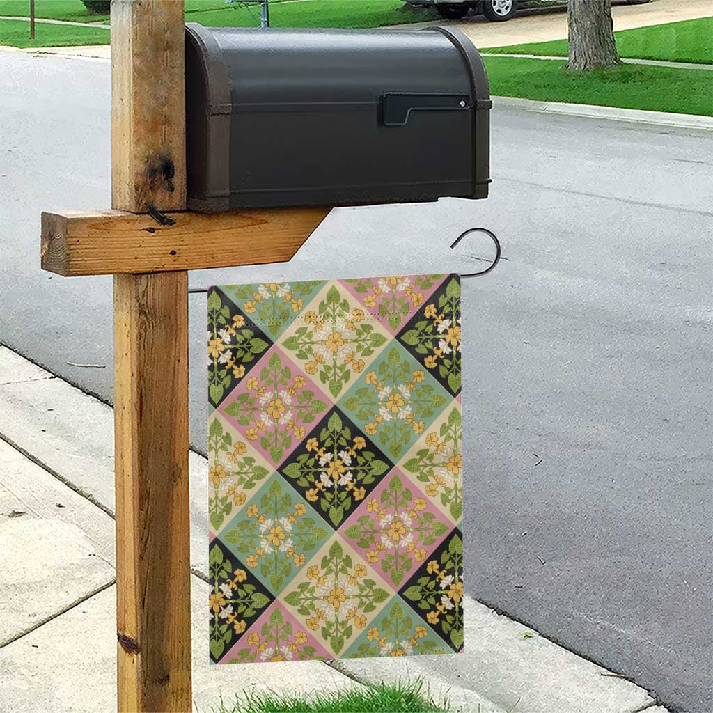 Seamless Pattern Puakenikeni and Kalo Garden Flag - Polynesian Pride