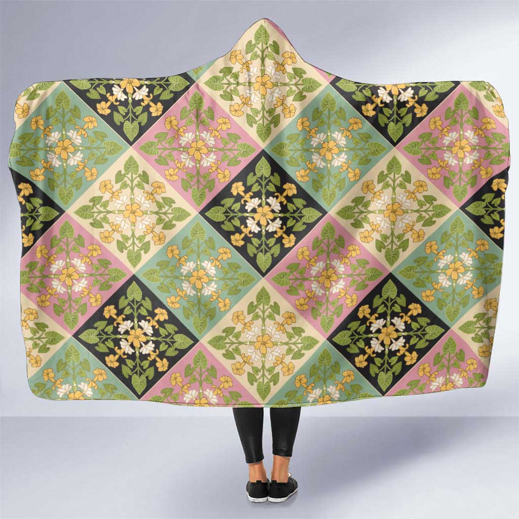 Seamless Pattern Puakenikeni and Kalo Hooded Blanket - Polynesian Pride