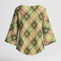 Seamless Pattern Puakenikeni and Kalo Kimono Sleeve Blouse LT9 - Polynesian Pride