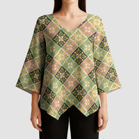 Seamless Pattern Puakenikeni and Kalo Kimono Sleeve Blouse LT9 - Polynesian Pride