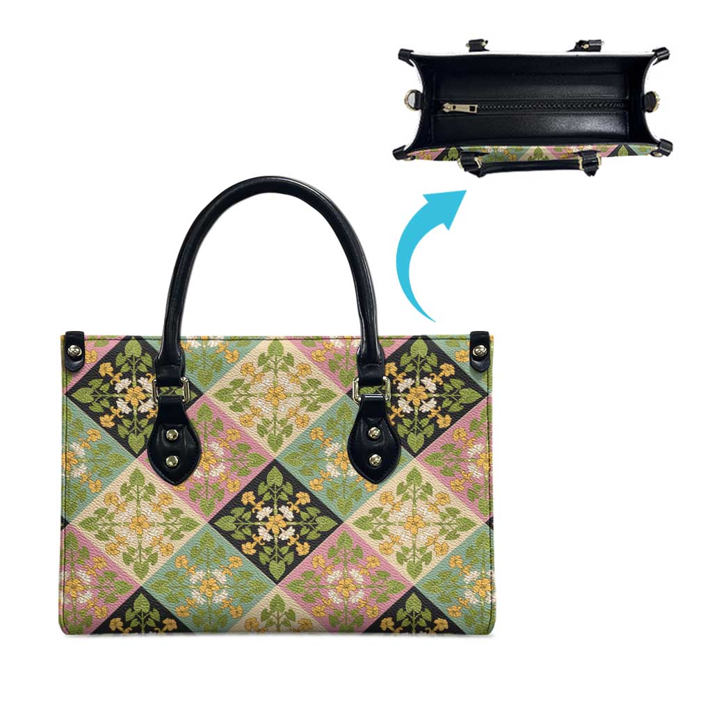 Seamless Pattern Puakenikeni and Kalo Leather Bag - Polynesian Pride