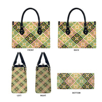 Seamless Pattern Puakenikeni and Kalo Leather Bag - Polynesian Pride