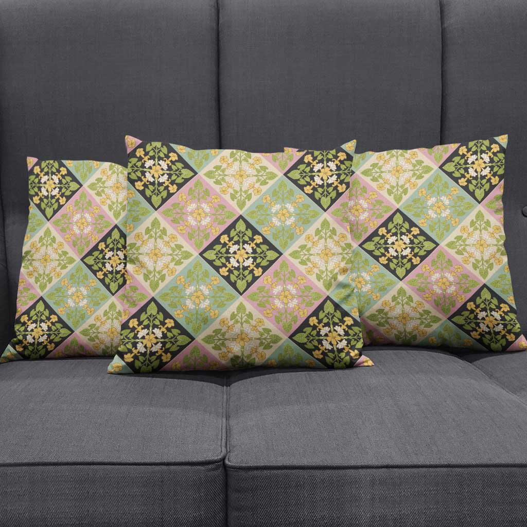 Seamless Pattern Puakenikeni and Kalo Pillow Cover - Polynesian Pride