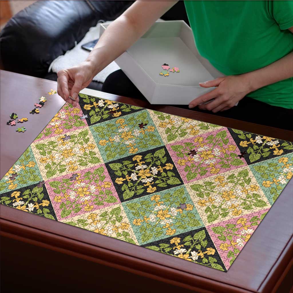 Seamless Pattern Puakenikeni and Kalo Puzzle LT9 - Polynesian Pride