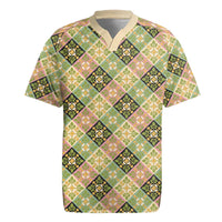 Seamless Pattern Puakenikeni and Kalo Rugby Jersey LT9 Beige - Polynesian Pride