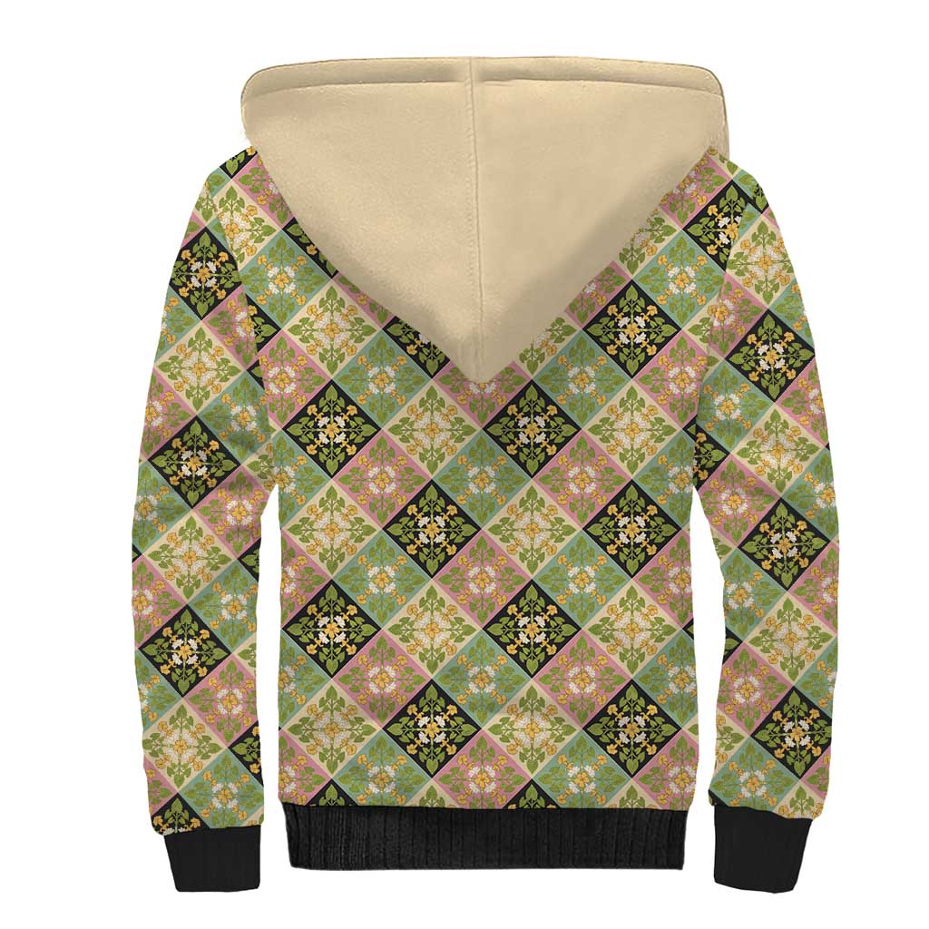 Seamless Pattern Puakenikeni and Kalo Sherpa Hoodie LT9 - Polynesian Pride