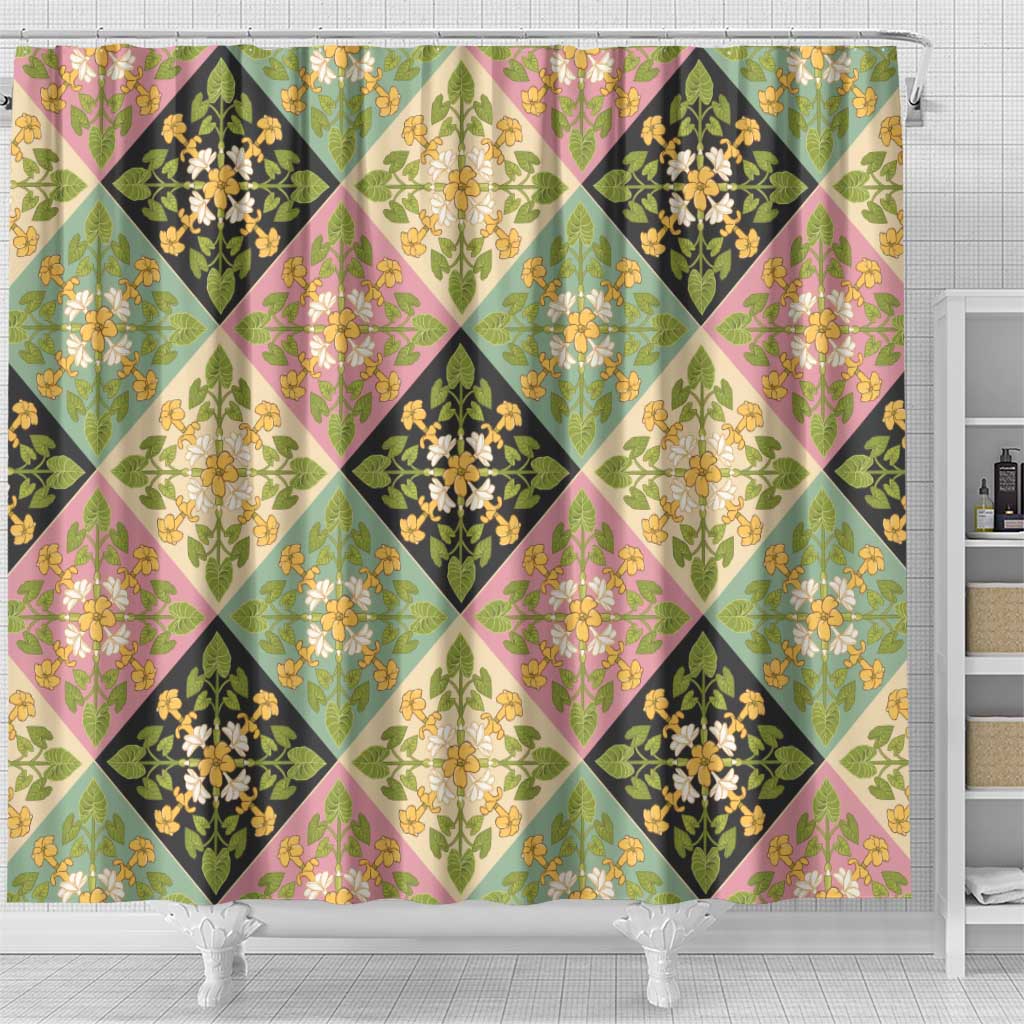 Seamless Pattern Puakenikeni and Kalo Shower Curtain - Polynesian Pride
