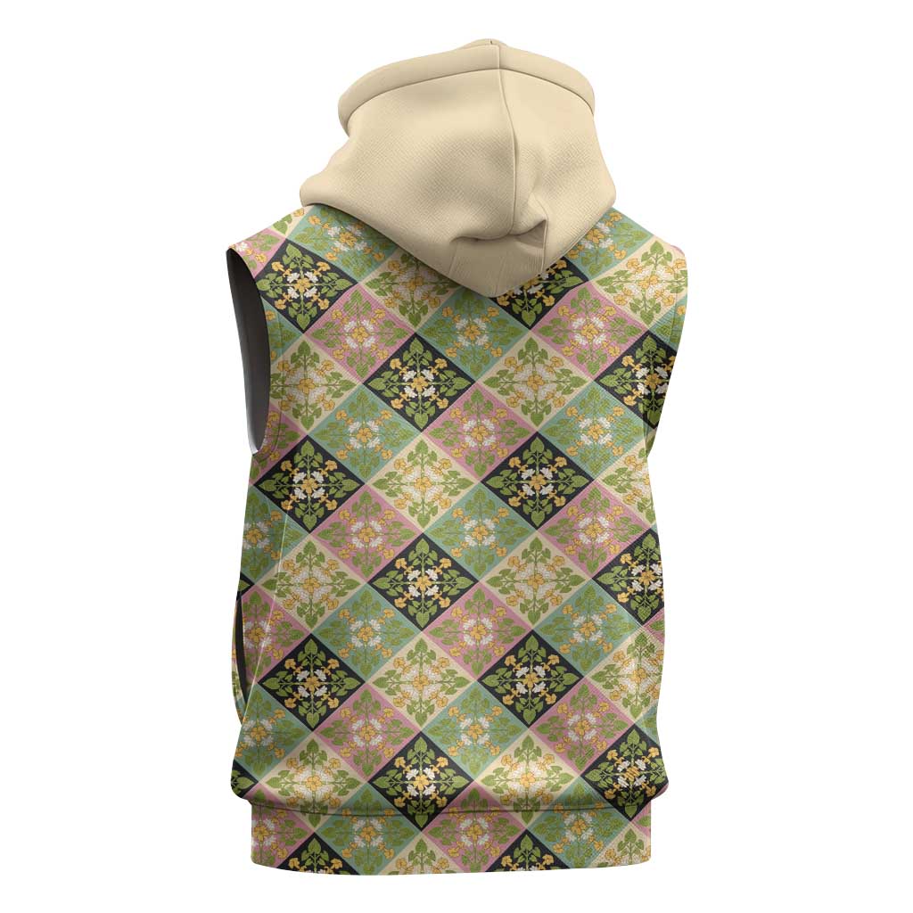 Seamless Pattern Puakenikeni and Kalo Sleeveless Hoodie LT9 - Polynesian Pride