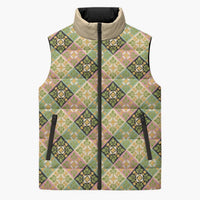 Seamless Pattern Puakenikeni and Kalo Sleeveless Puffer Jacket LT9 Unisex Beige - Polynesian Pride