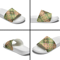 Seamless Pattern Puakenikeni and Kalo Slide Sandals - Polynesian Pride