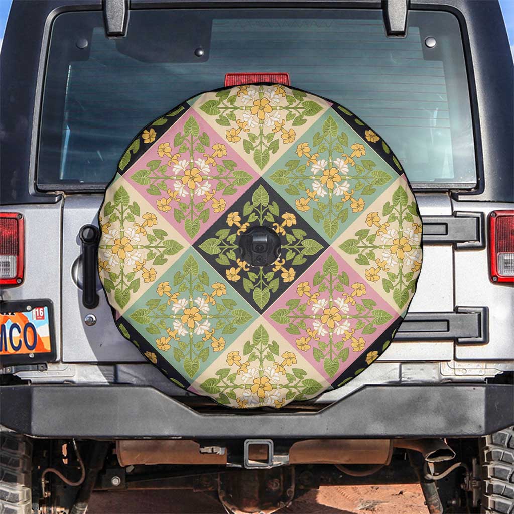 Seamless Pattern Puakenikeni and Kalo Spare Tire Cover - Polynesian Pride