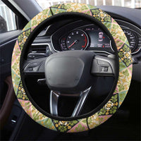 Seamless Pattern Puakenikeni and Kalo Steering Wheel Cover LT9 - Polynesian Pride
