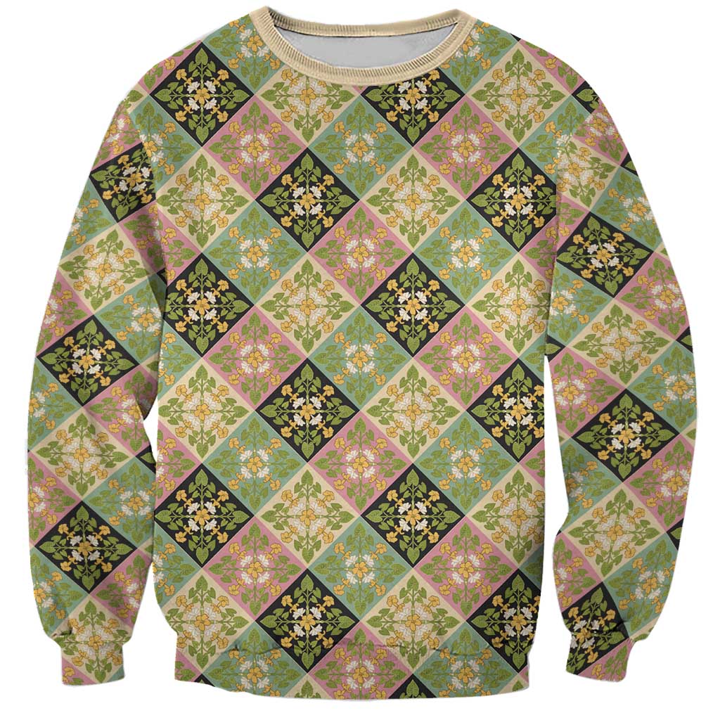 Seamless Pattern Puakenikeni and Kalo Sweatshirt LT9 Unisex Beige - Polynesian Pride