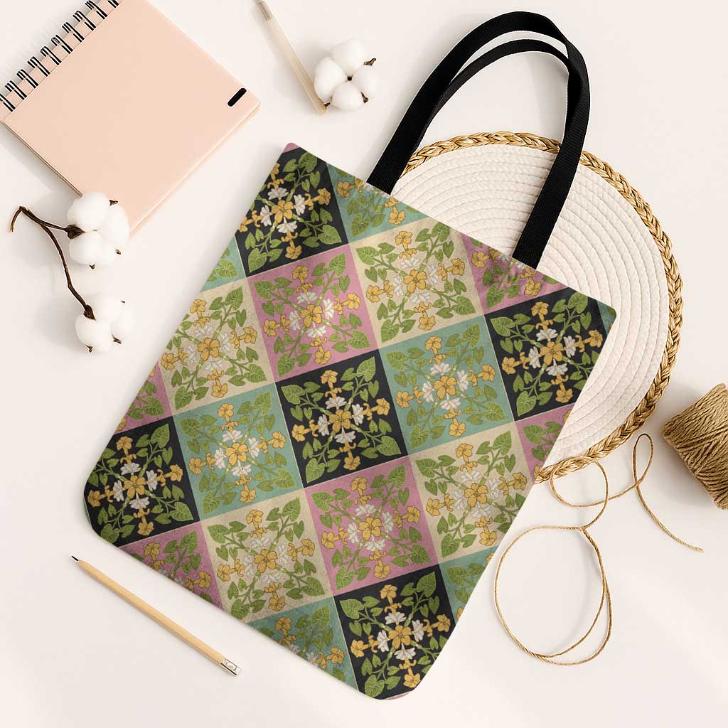 Seamless Pattern Puakenikeni and Kalo Tote Bag - Polynesian Pride