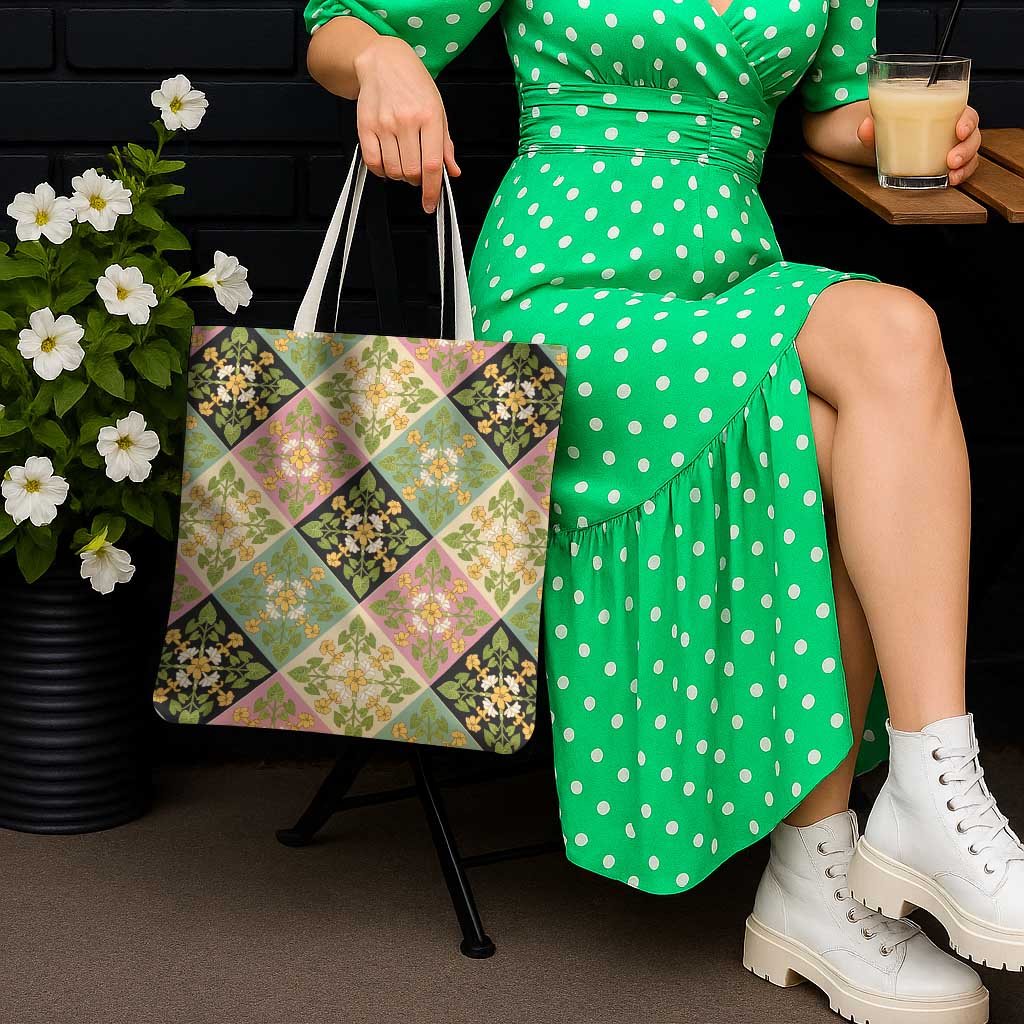 Seamless Pattern Puakenikeni and Kalo Tote Bag - Polynesian Pride