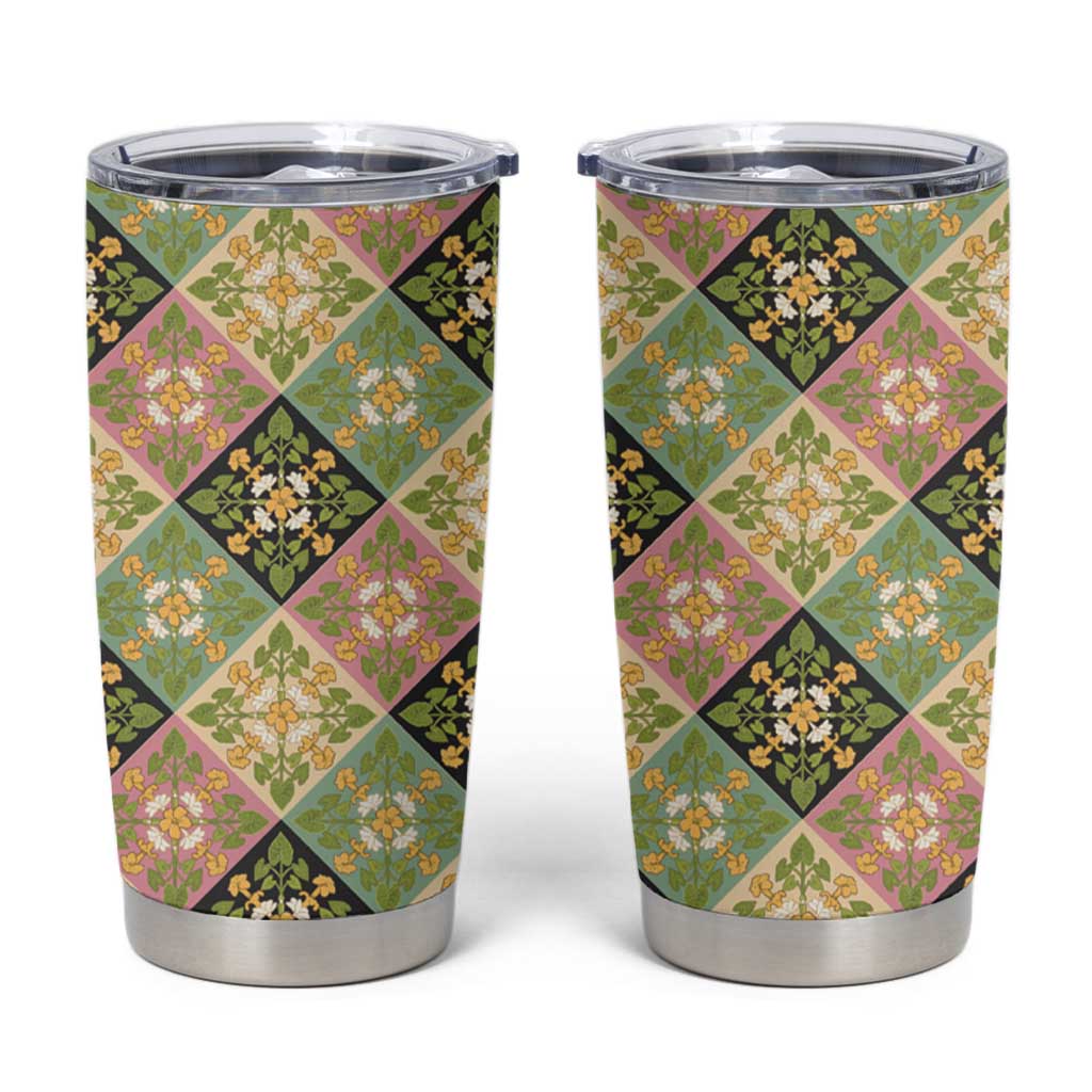 Seamless Pattern Puakenikeni and Kalo Tumbler Cup - Polynesian Pride