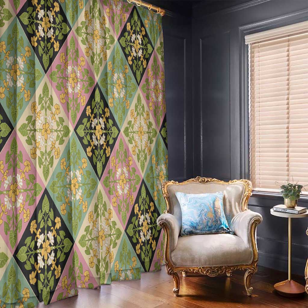 Seamless Pattern Puakenikeni and Kalo Window Curtain - Polynesian Pride