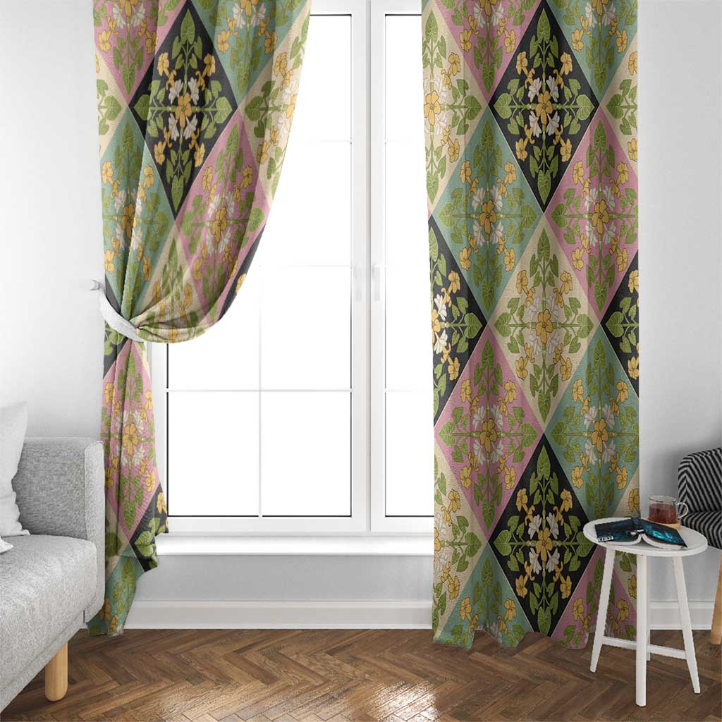 Seamless Pattern Puakenikeni and Kalo Window Curtain - Polynesian Pride