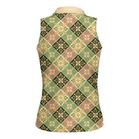 Seamless Pattern Puakenikeni and Kalo Women Sleeveless Polo Shirt LT9 - Polynesian Pride