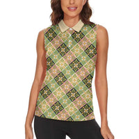 Seamless Pattern Puakenikeni and Kalo Women Sleeveless Polo Shirt LT9 - Polynesian Pride