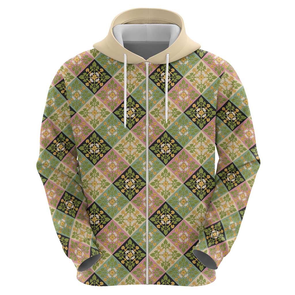 Seamless Pattern Puakenikeni and Kalo Zip Hoodie - Polynesian Pride