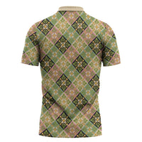 Seamless Pattern Puakenikeni and Kalo Zipper Polo Shirt LT9 - Polynesian Pride