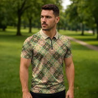 Seamless Pattern Puakenikeni and Kalo Zipper Polo Shirt LT9 - Polynesian Pride
