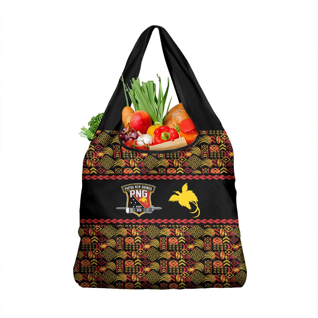 Papua New Guinea Kumuls Grocery Bag Bird of Paradise Black Version