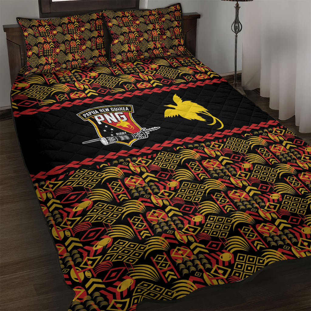 Papua New Guinea Kumuls Quilt Bed Set Bird of Paradise Black Version