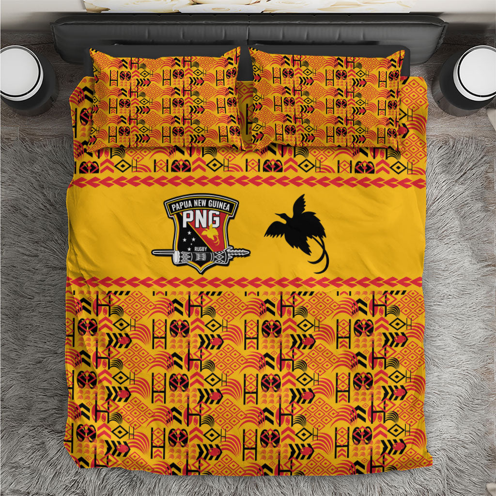 Papua New Guinea Kumuls Bedding Set Bird of Paradise Gold Version