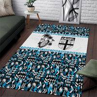 Fiji Bati Area Rug Bati Island Warrior Geometry LT9 Blue - Polynesian Pride