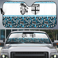 Fiji Bati Auto Sun Shade Bati Island Warrior Geometry LT9 Blue - Polynesian Pride