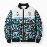 Fiji Bati Bomber Puffer Jacket Bati Island Warrior Geometry LT9 Unisex Blue - Polynesian Pride