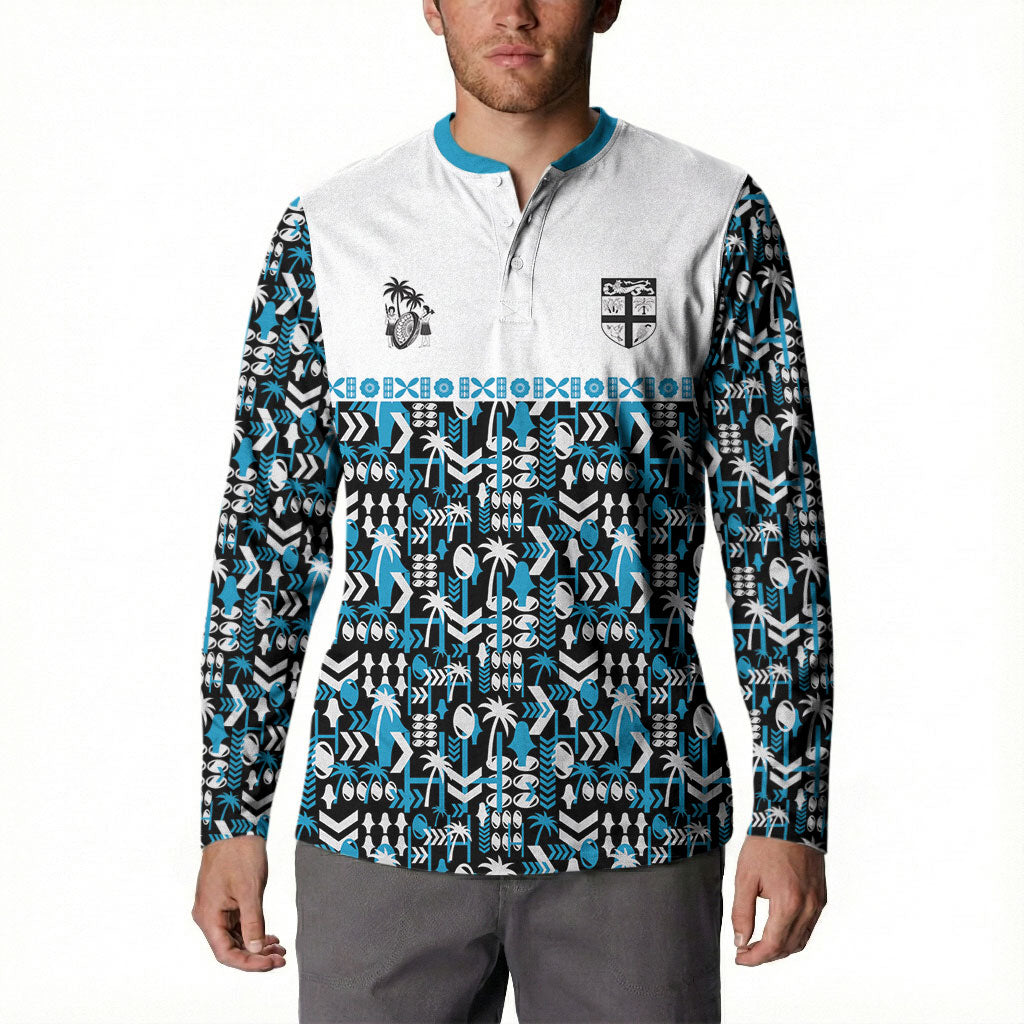 Fiji Bati Button Sweatshirt Bati Island Warrior Geometry LT9 - Polynesian Pride