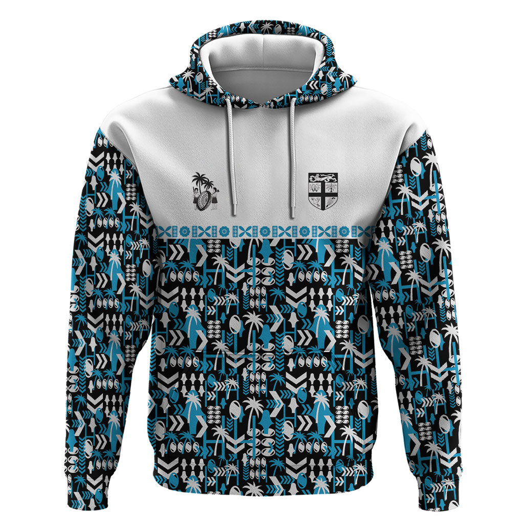 Fiji Bati Hoodie Bati Island Warrior Geometry LT9 Pullover Hoodie Blue - Polynesian Pride