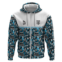Fiji Bati Hoodie Bati Island Warrior Geometry LT9 Zip Hoodie Blue - Polynesian Pride