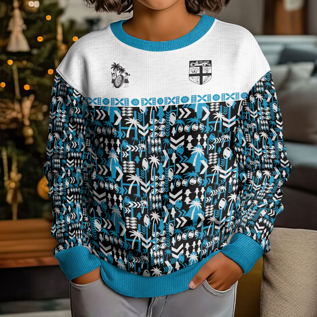 Fiji Bati Kid Ugly Christmas Sweater Bati Island Warrior Geometry LT9 - Polynesian Pride