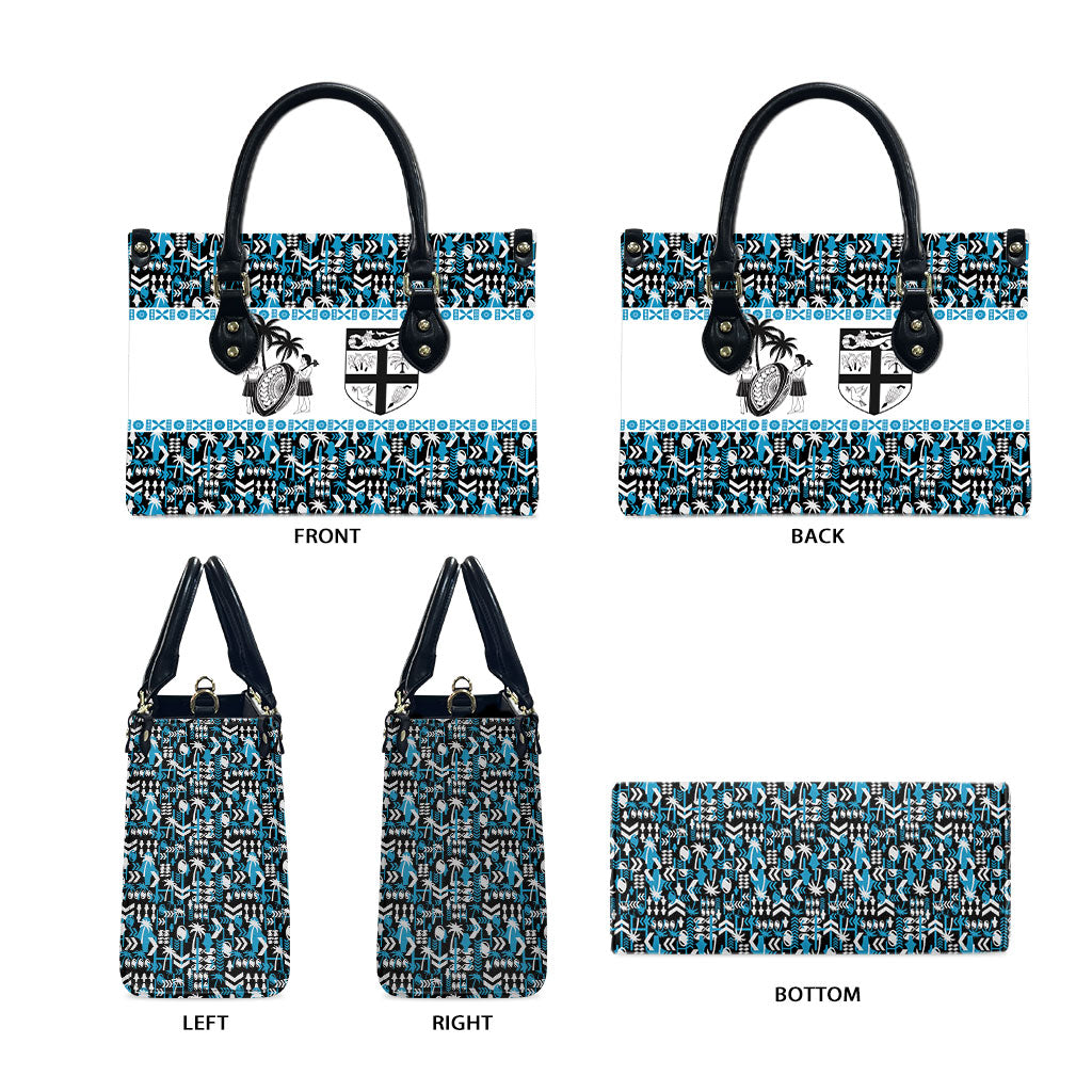 Fiji Bati Leather Bag Bati Island Warrior Geometry LT9 - Polynesian Pride