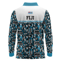Fiji Bati Long Sleeve Polo Shirt Bati Island Warrior Geometry LT9 - Polynesian Pride