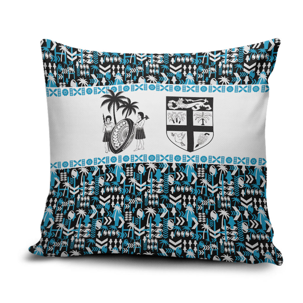 Fiji Bati Pillow Cover Bati Island Warrior Geometry LT9 Blue - Polynesian Pride