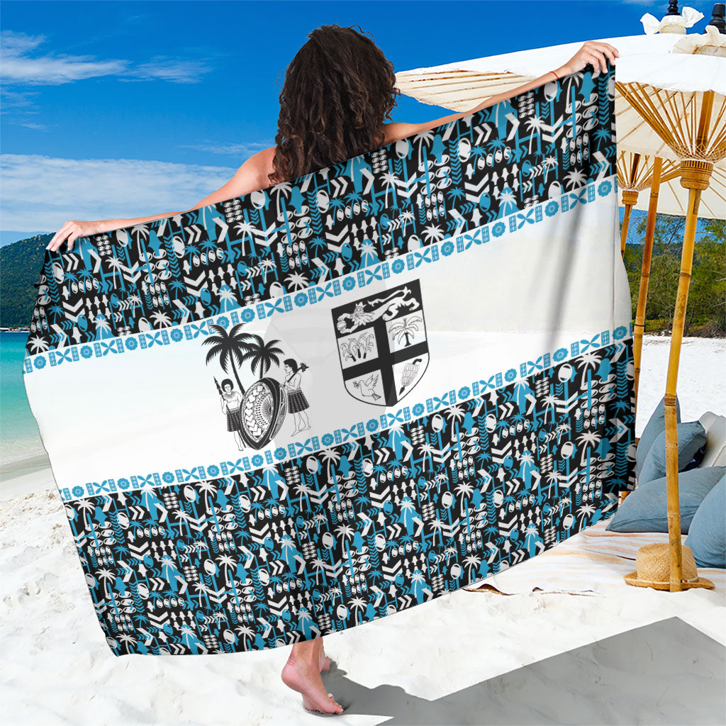 Fiji Bati Sarong Bati Island Warrior Geometry LT9 One Size 44 x 66 inches Blue - Polynesian Pride