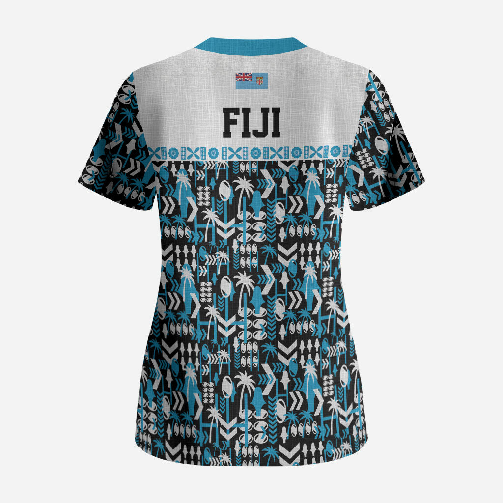 Fiji Bati Scrub Top Bati Island Warrior Geometry LT9 - Polynesian Pride