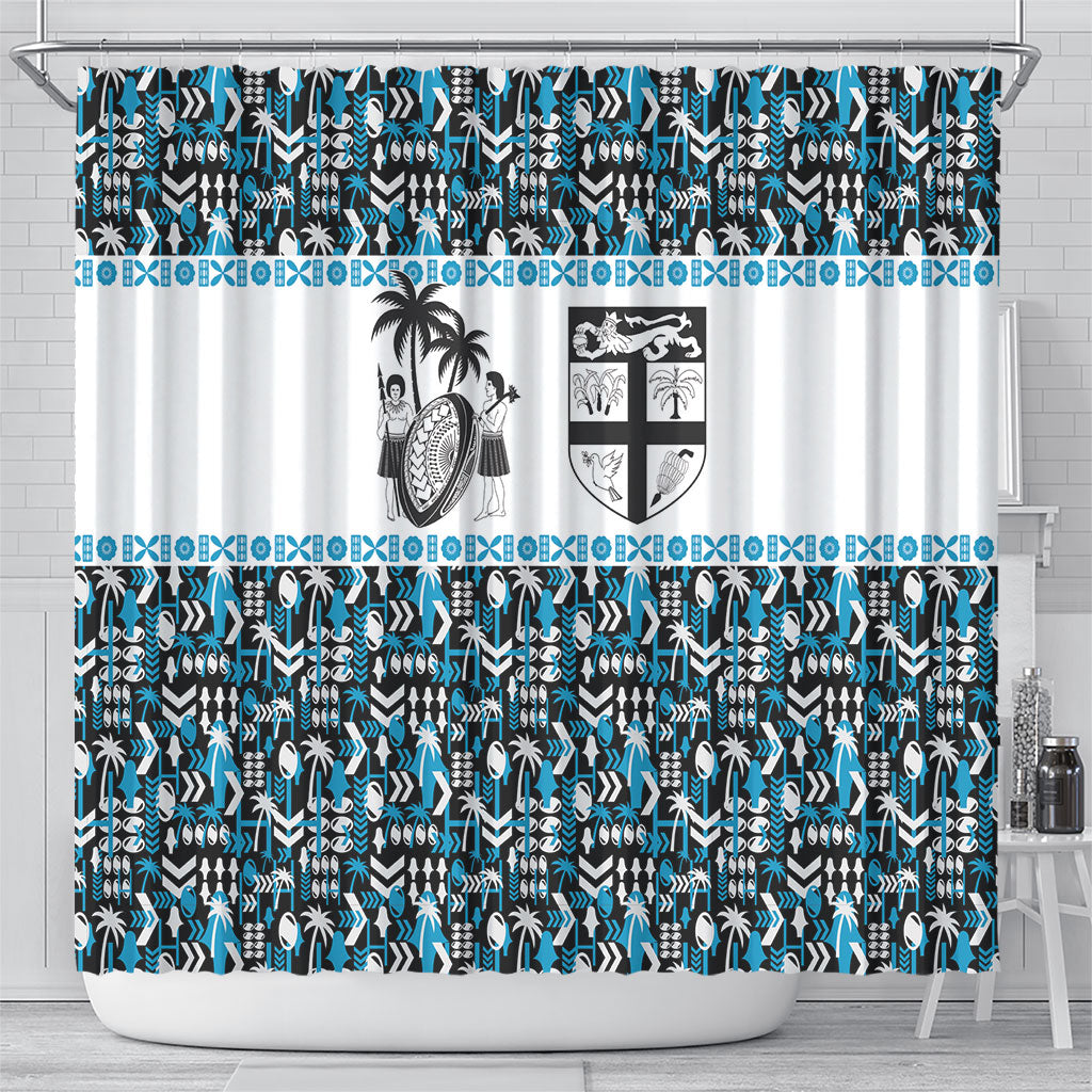 Fiji Bati Shower Curtain Bati Island Warrior Geometry LT9 - Polynesian Pride