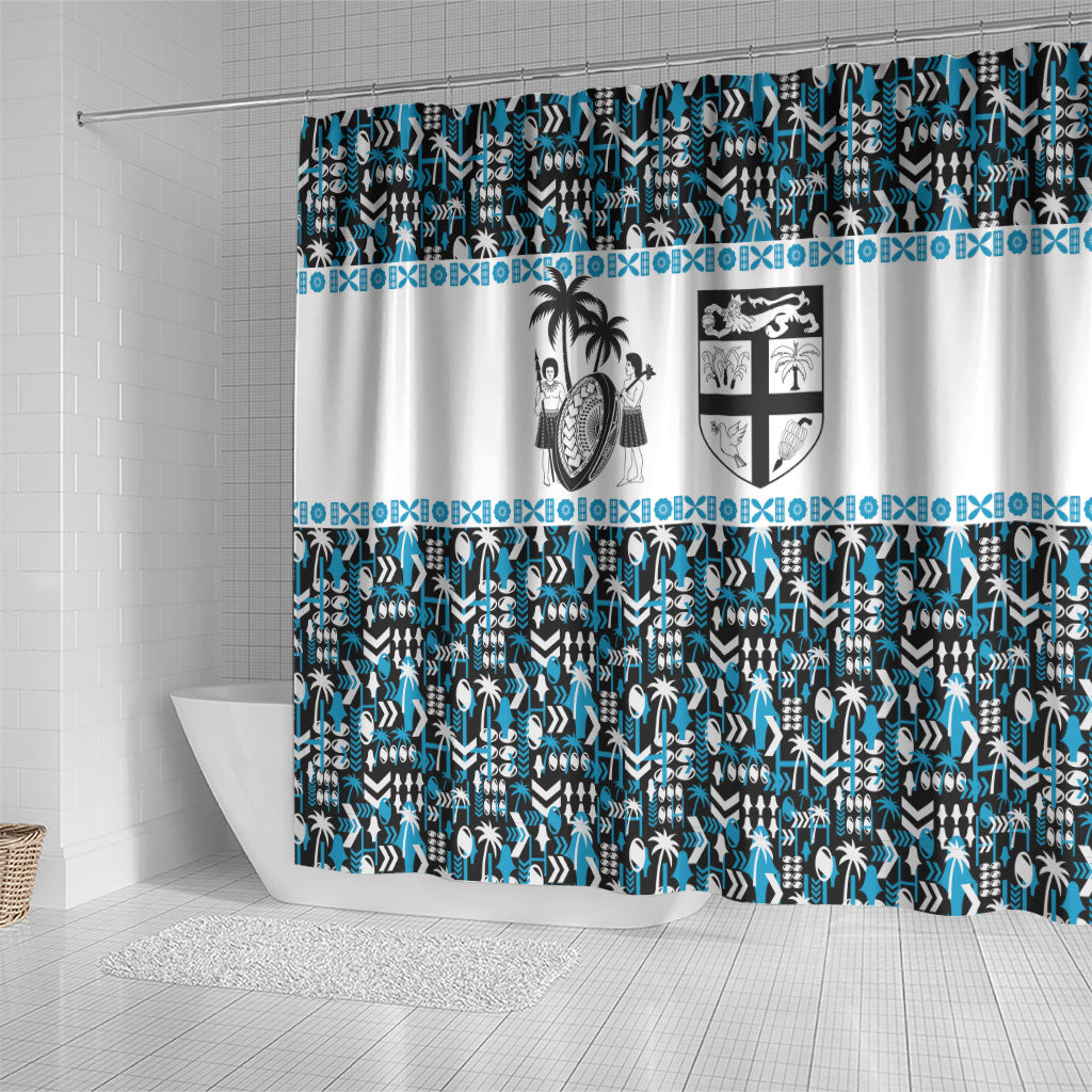 Fiji Bati Shower Curtain Bati Island Warrior Geometry LT9 - Polynesian Pride