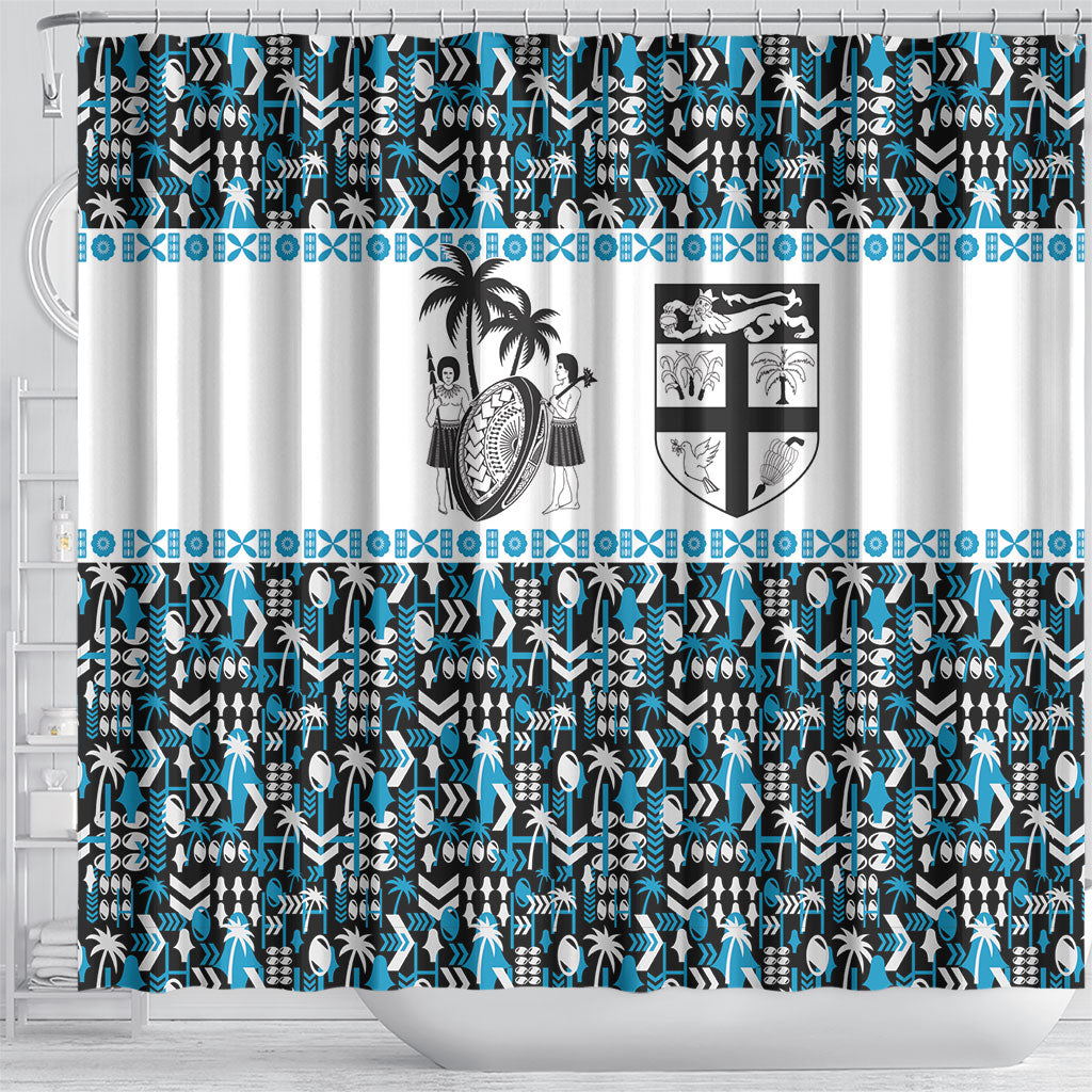Fiji Bati Shower Curtain Bati Island Warrior Geometry LT9 - Polynesian Pride