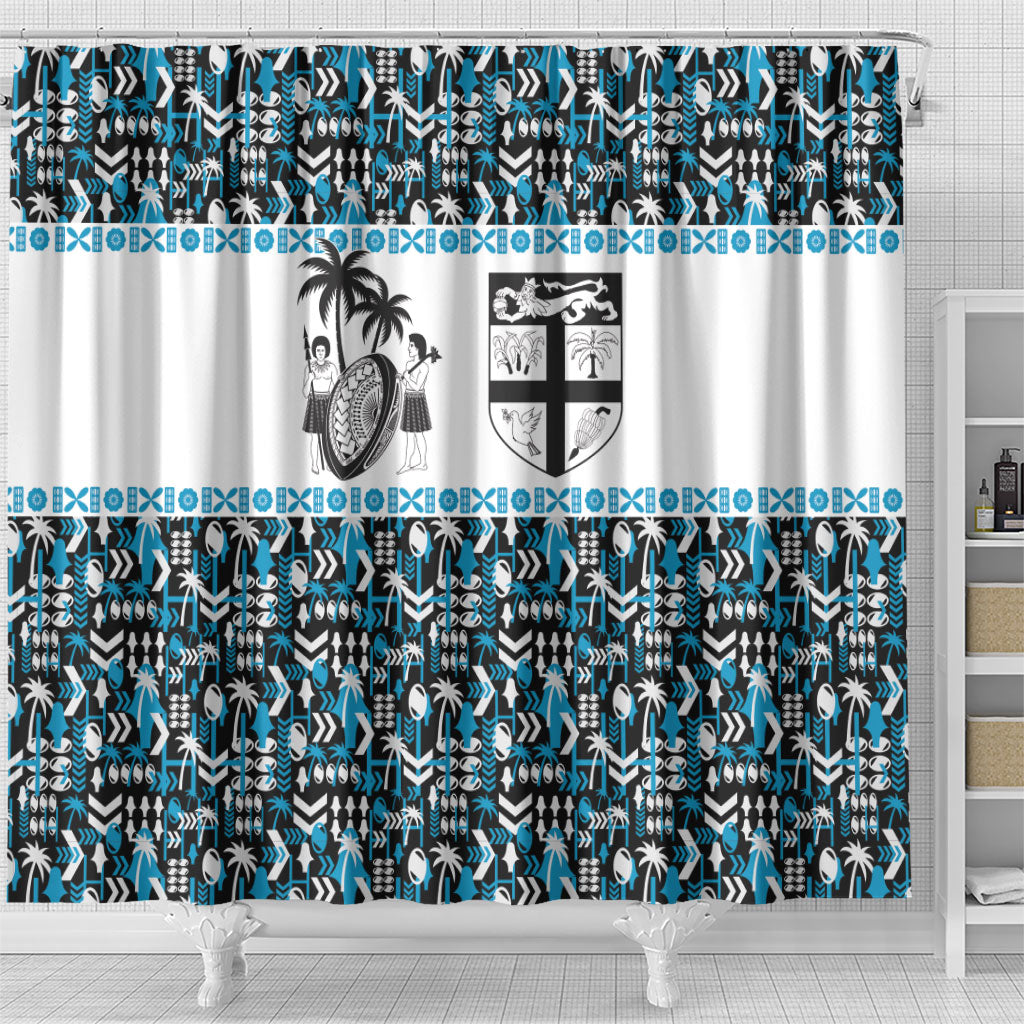 Fiji Bati Shower Curtain Bati Island Warrior Geometry LT9 - Polynesian Pride