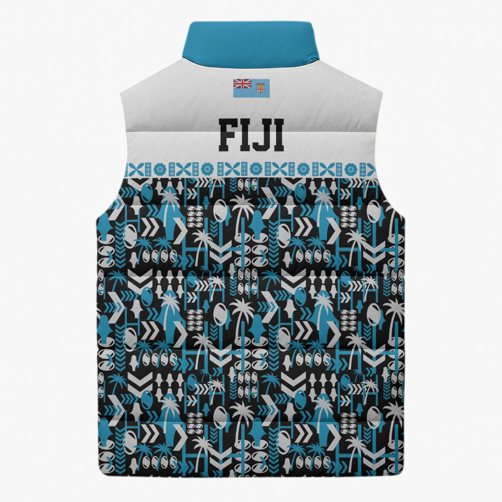 Fiji Bati Sleeveless Puffer Jacket Bati Island Warrior Geometry LT9 - Polynesian Pride