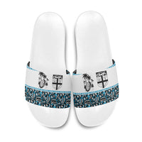 Fiji Bati Slide Sandals Bati Island Warrior Geometry LT9 Blue - Polynesian Pride
