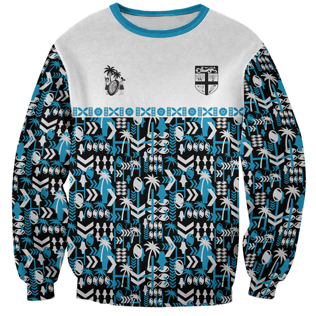 Fiji Bati Sweatshirt Bati Island Warrior Geometry LT9 Unisex Blue - Polynesian Pride